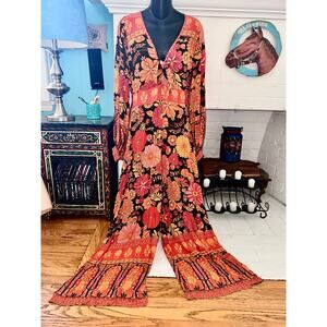 NINE LIVES BAZAAR AUSTRALIA FLORAL HIPPIE BOHO PRINT JUMPSUIT S